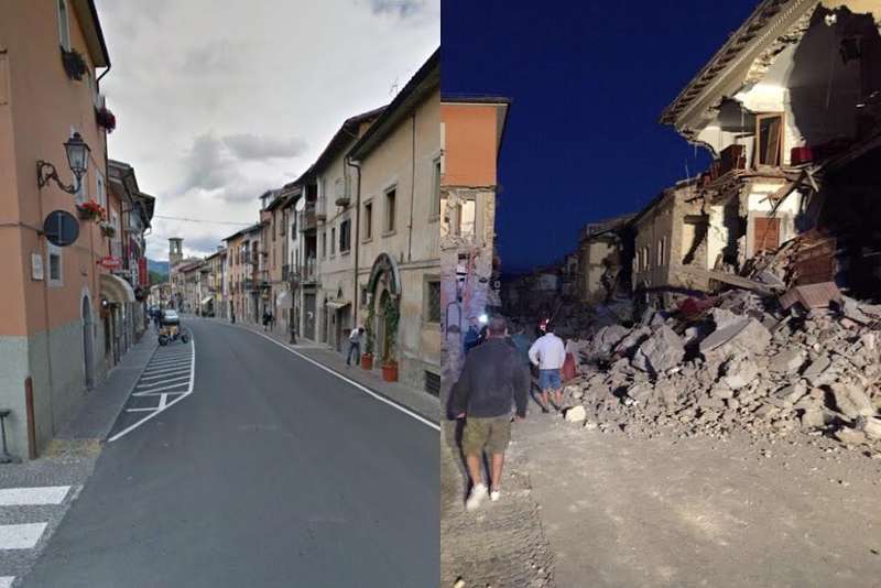 بالصور.. هل تتوقع حجم الدمار في إيطاليا قبل وبعد الزلزال؟